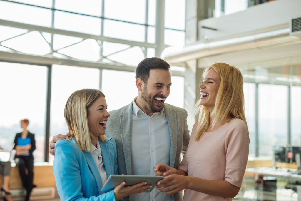 Happy colleagues in an office